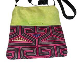 Tezari Green and Pink Women's Bag